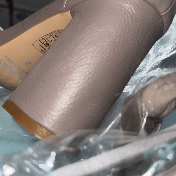 KAANAS Womens Soho Chunky Velvet Taupe Braid Heel With Ankle Tie Size 8 - Picture 4 of 6